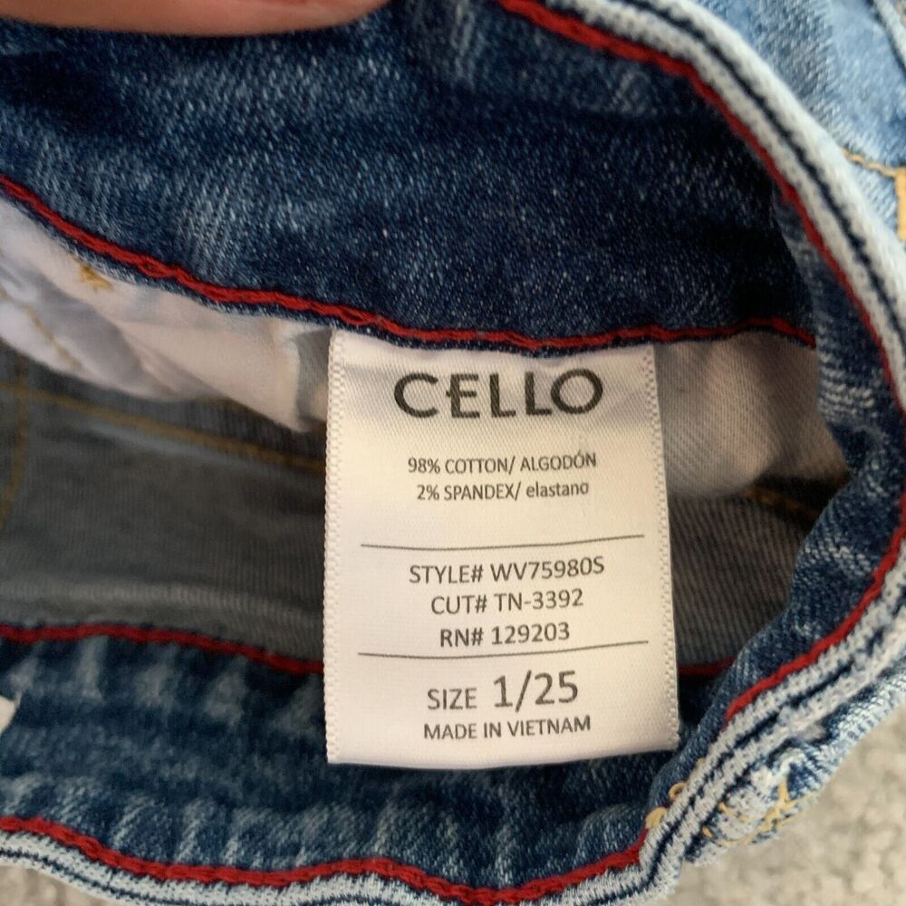 Cello Jeans High‎ Rise Distressed Holes Straight Denim Jeans Women's Size 1 / 25 - Picture 4 of 12